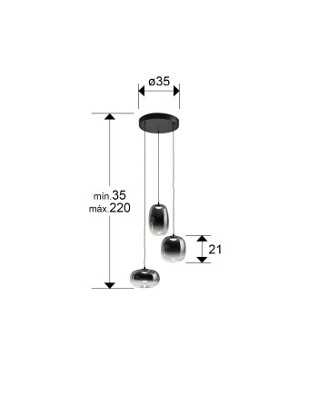 ONICE- LAMPARA 3L NEGRO-SMOKE D30
